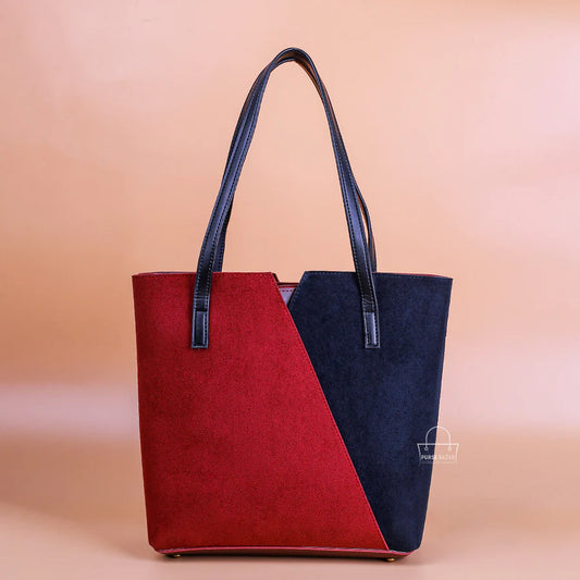 TRONO BLACK AND MAROON TOTE BAG